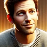 A smiling man with light brown hair wearing a gray sweater.